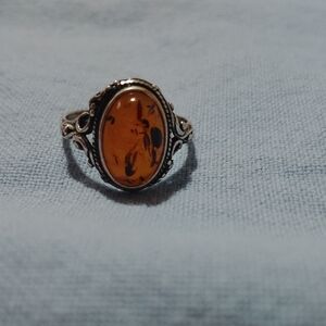 Elegant Genuine Amber Women's Ring